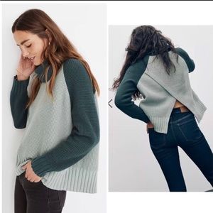 Madewell Teal Eastbrook Color block Sweater